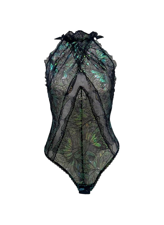 iridescent halter bodysuit